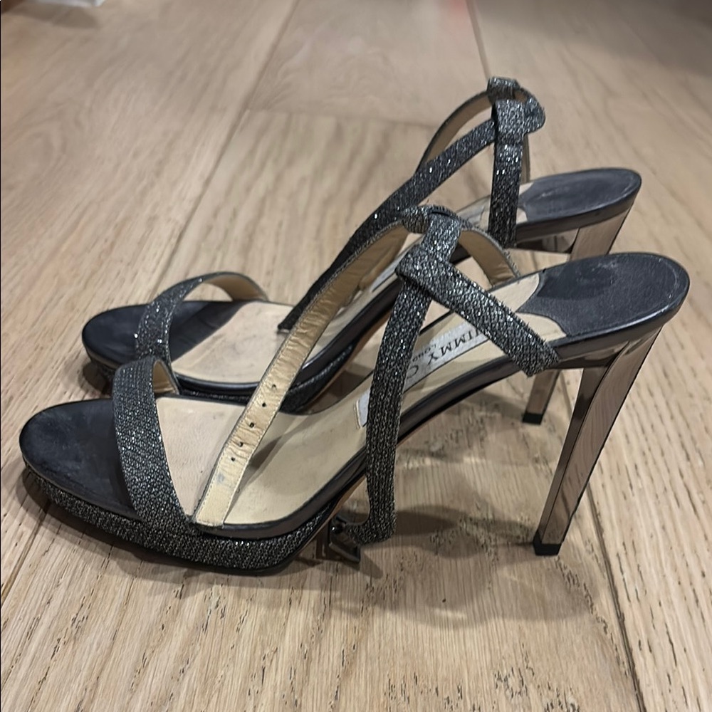Jimmy Choo Black Stiletto Heels with Ankle Strap
